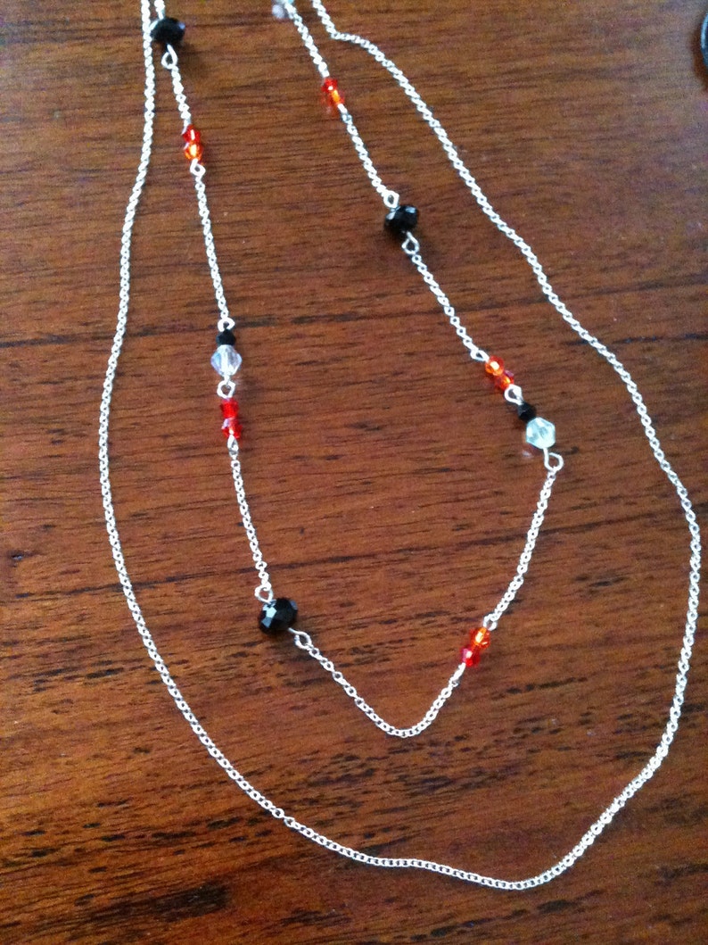 Double strand sterling silver necklace with Swarovski crystals Etsy