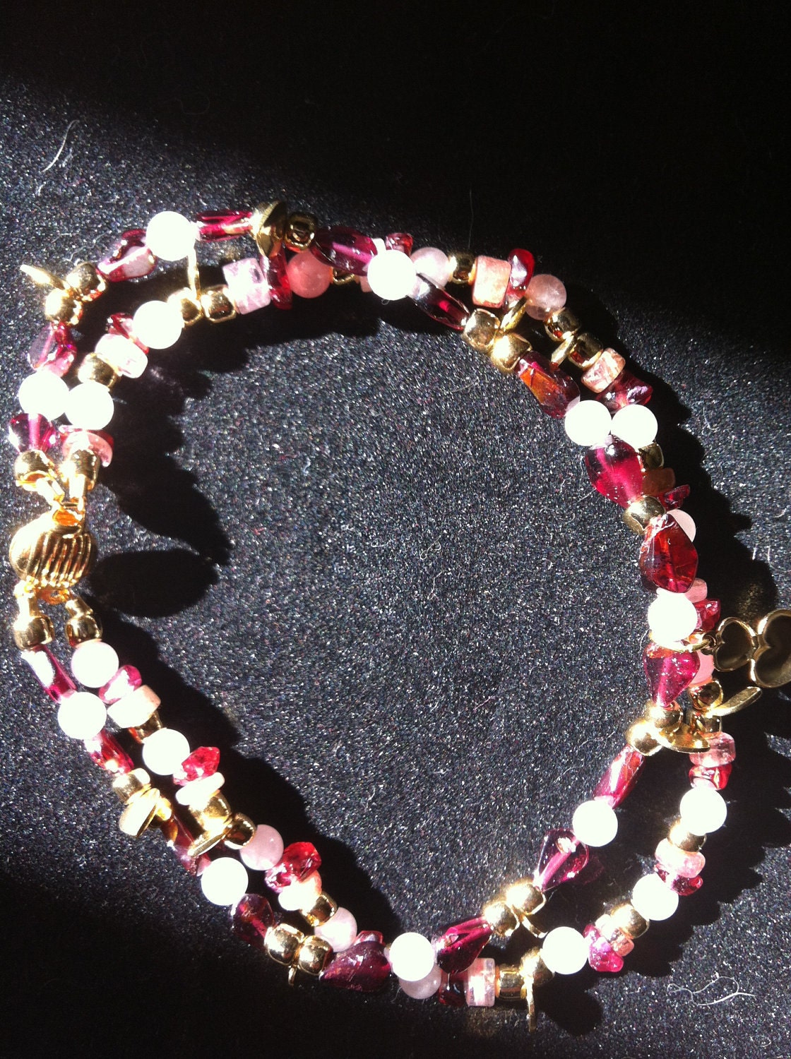Double strand bracelet with garnets tourmaline and rose | Etsy