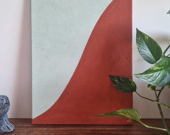 Terracotta Sage Green Abstract Painting 40x50cm, Minimalist Geometric Wall Art, Original Acrylic Painting, Japandi Boho Home Decor