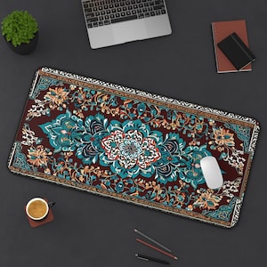 Türkischer Teppich Schreibtischmatte | Kelim Muster Neopren Maus Pad