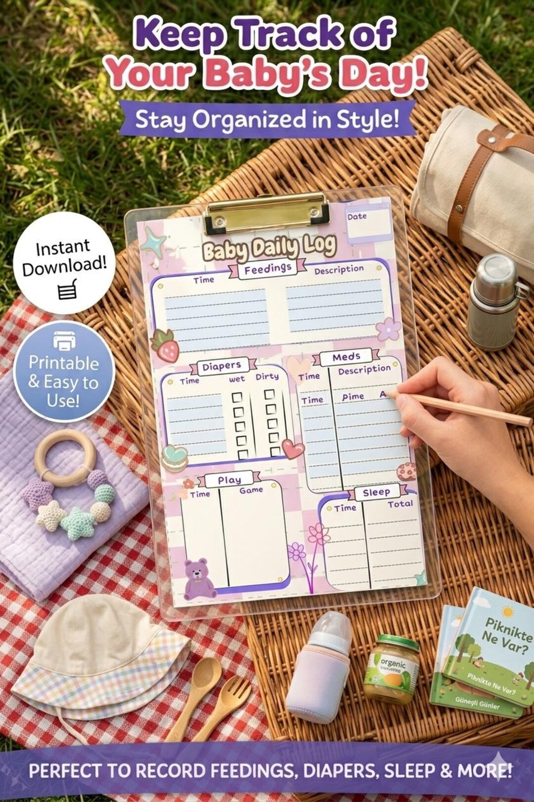 Stylish Baby Daily Log Printable • Infant Tracker (instant Download) - Etsy