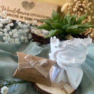 Personalized Succulent Planter | Small Gift Idea | Handmade Decorative Vase | Baptism Favor | Minimal Home Decor