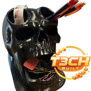 STL 3mf 3d Digital Download Tactical Desk/Bathroom/kitchen Skull Organizer – Keep Your Stuff in Head of Your Enemies Or Just On Your Desk