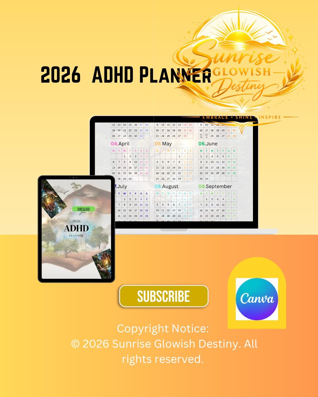 2026 ADHD Planner Printable PDF Focus Planner Digital Download - Etsy ...