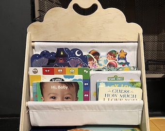 Wood Montessori Kids Bookshelf, Toddler Book Rack for Nursery, Classroom & Kids Room