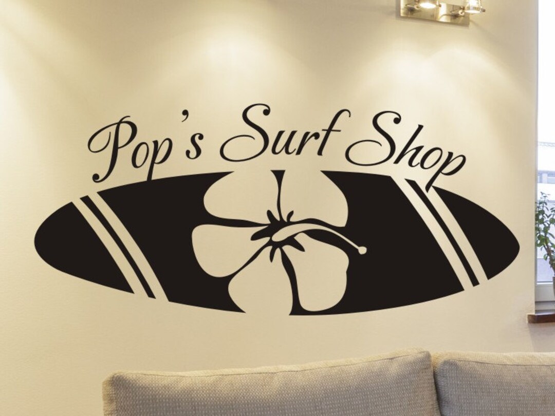 Personalized Beach House Wall Decal Pop's Surf Shop With Etsy