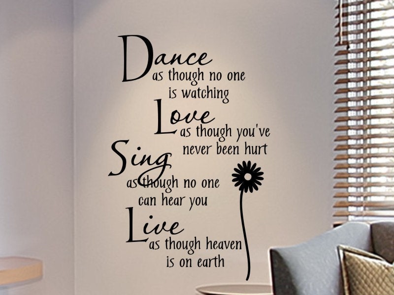 Dance Live Sing Love Lettering Wall Sticker DIY Vinyl Removable Black Home Decor