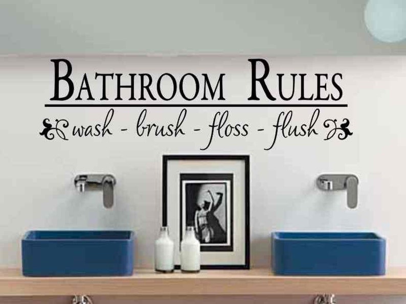 bathroom wall decor bathroom wall decals bathroom rules beach | etsy
