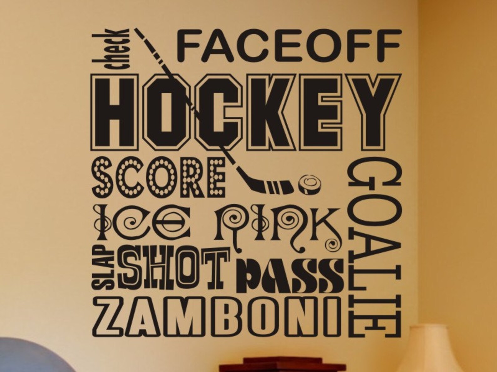 Hockey Wall Decal Kids Bedroom Decor Wall Art Man Cave Wall Etsy