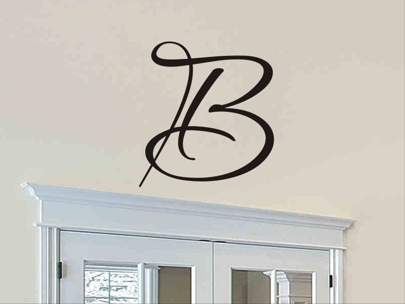 Single Letter Monogram Decal Wall Sticker Initial Wall Decal Etsy