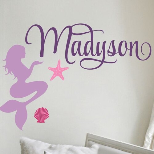 Personalized Girls Name Wall Decal Mermaid Custom Name Nursery Etsy