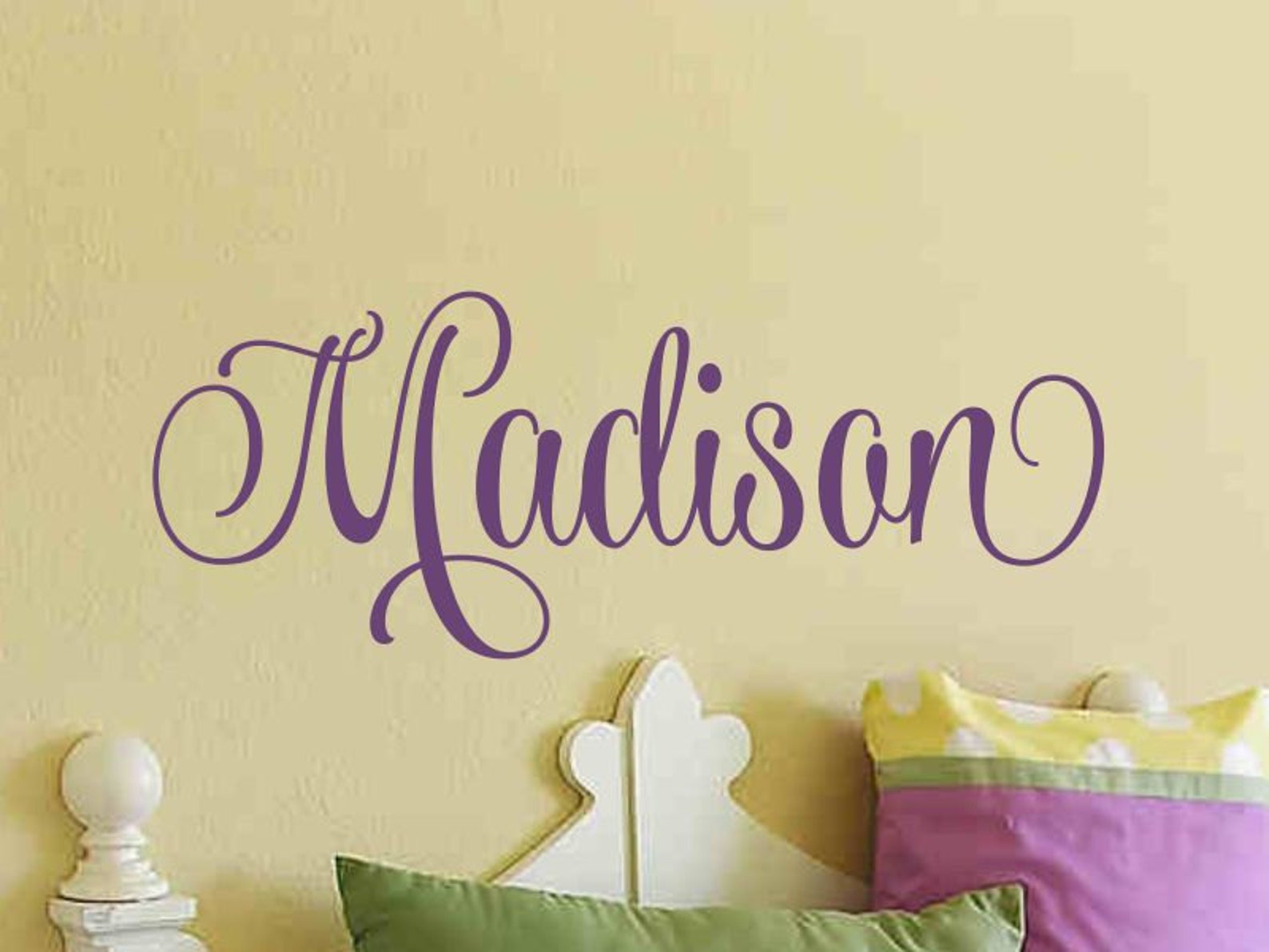 Girls Name Wall Decal Girls Name Decal Nursery Bedroom Bed Etsy