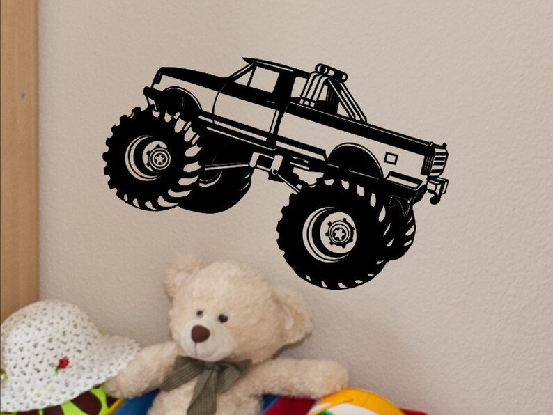 Monster Truck Wall Decal Monster Truck Wall Decor Kids Bedroom Etsy