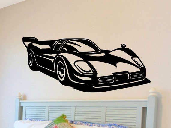 Race Car Wall Decal Boys Nursery Decorations Bedroom Removable Wall Decor Man Cave Vinyl Racecar Wall Sticker Kids Bed Room Playroom Mancave