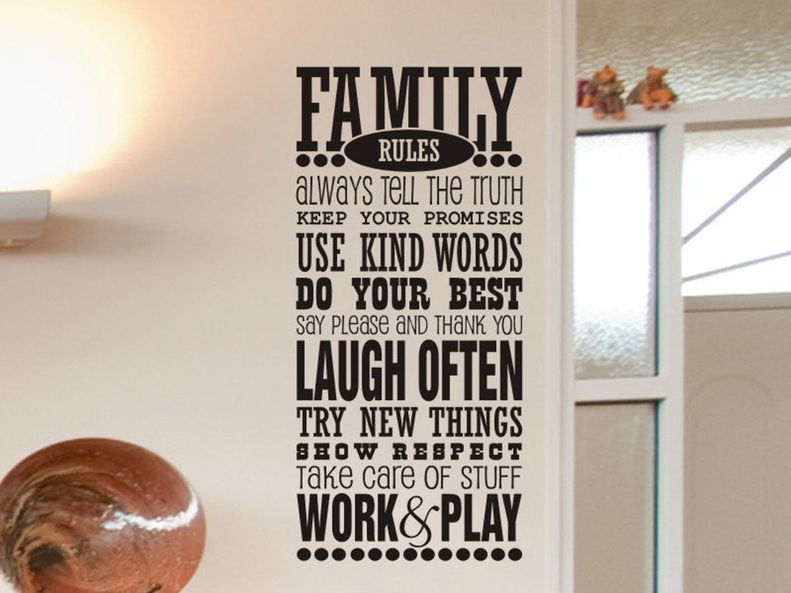 Family Rules Wall Decal Family Decal Living Room Wall Decor Etsy