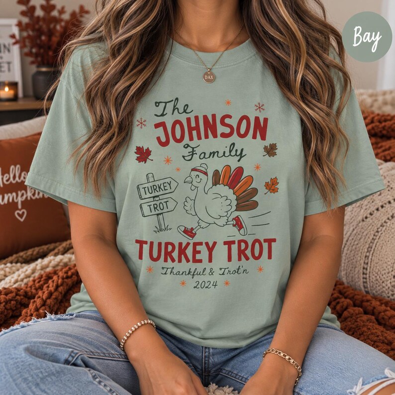 Turkey Trot Family Shirt, Thanksgiving Matching Tee, Custom Running Top, Fall Fun Run Apparel, Personalized Race Outfit, November Event image 3