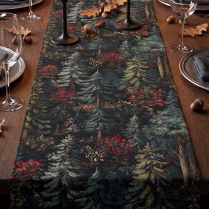Forest Table Runner, Green Outdoor Entertaining Table Decor, Woodland Dining