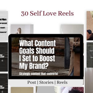 Peut inclure: Graphique de marketing numérique avec le texte "Quels objectifs de contenu dois-je définir pour booster ma marque ?" et "Un contenu stratégique qui convertit !" affiché sur une tablette. Graphiques supplémentaires avec du texte.