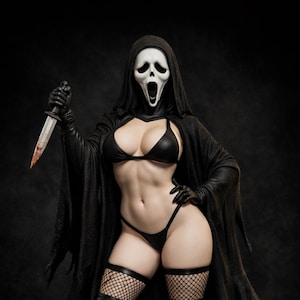 Miniatura STL de chica fantasma tetona para D&D / Modelo de asesino de terror / Personaje de juego de rol de mesa / Impresión 3D de terror fantástico / chica fantasma tetona