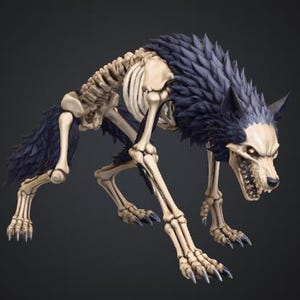 Skeleton Wolf STL – Undead Dire Wolf 3D Printable Miniature – Fantasy Bone Beast Figurine – Tabletop RPG Enemy Creature Model