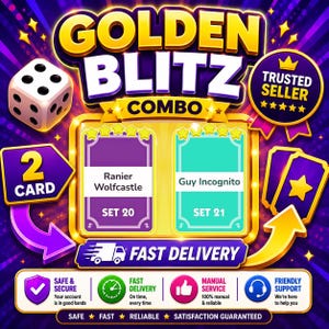 Pegatinas de 5 estrellas de Monopoly Go Golden Blitz: Ranier Wolfcastle, Guy Incognito Combo
