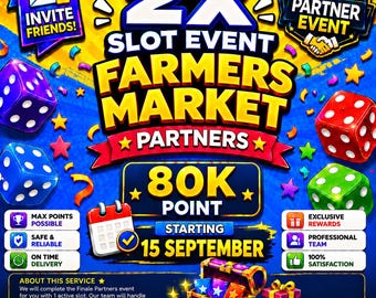 2x Slot-Event-Partner Farmers Market: Volle Punkteübernahme | Vertrauenswürdiger Service | Start: 15. September