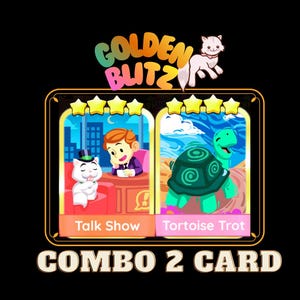 Monopoly Go Golden Blitz Stickers: Talk Show & Tortoise Trot Combo 2 Card