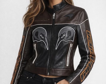 Lando Norris Lederjacke, McLaren F1 Motorsport Biker Motorradjacke