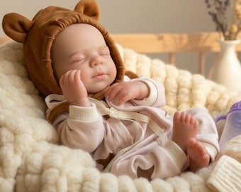 Muñeca bebé reborn / Recién nacida con capucha de oso marrón / Regalo realista para niña