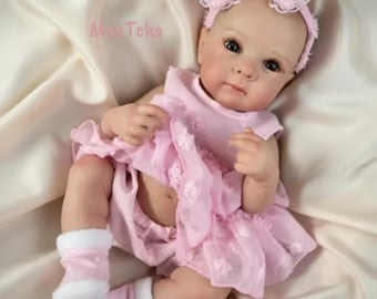 18inch Reborn Baby Doll | Full Body Vinyl Girl | Washable | Painted Lifelike