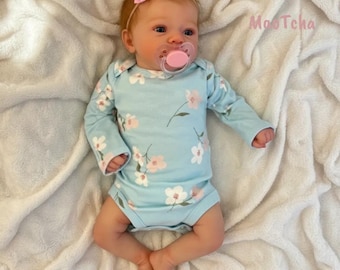 46CM Reborn Baby Doll | Open Blue Eyes | Soft Hand-Rooted Hair | 3D Skin Tone | Visible Veins | Gift Toy | Random Pacifier