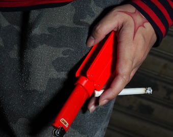 Navaja mariposa estilo balisong, estuche de juguete antiestrés para encendedor BIC, ideal para fumar y encender fuego. ¡Diseño original!