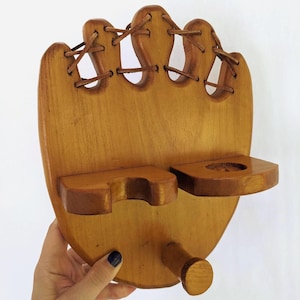 Houten displayrek voor honkbal, wandrek voor honkbalknuppels, ballen en handschoenen, sportdecoratie voor kinderkamer