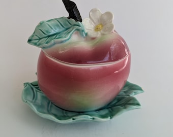 Azucarero vintage con forma de manzana – Decoración de cocina con diseño de flor de manzano, recipiente estilo cottagecore