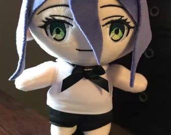 Pluszowa lalka Anime Chibi – Lawendowe włosy, Zielone oczy, Miękka zabawka 20 cm