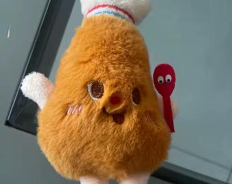 Cute Fried Chicken Drumstick Plush Keychain | Kawaii Chicken Leg Bag Charm | Funny Food Plushie Gift | Soft Cute Keyring Accessory 10cm