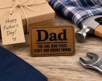 Dad Patch, Leatherette Iron-On, Father's Day Gift (3x2 inches)