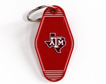 Texas A&M Aggie Retro Keychain Motel Hotel Room Keychain