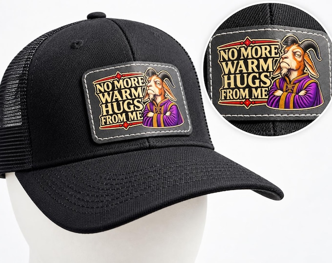 Featured listing image: Dungeon Crawler Carl Trucker Hat – Leatherette Patch, Classic Fit The Prepotente No More Warm Hugs
