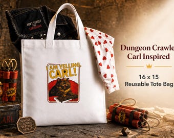 Dungeon Crawler Carl Inspired Tote Bag, featuring Princess Donut. 15in tall 16in wide