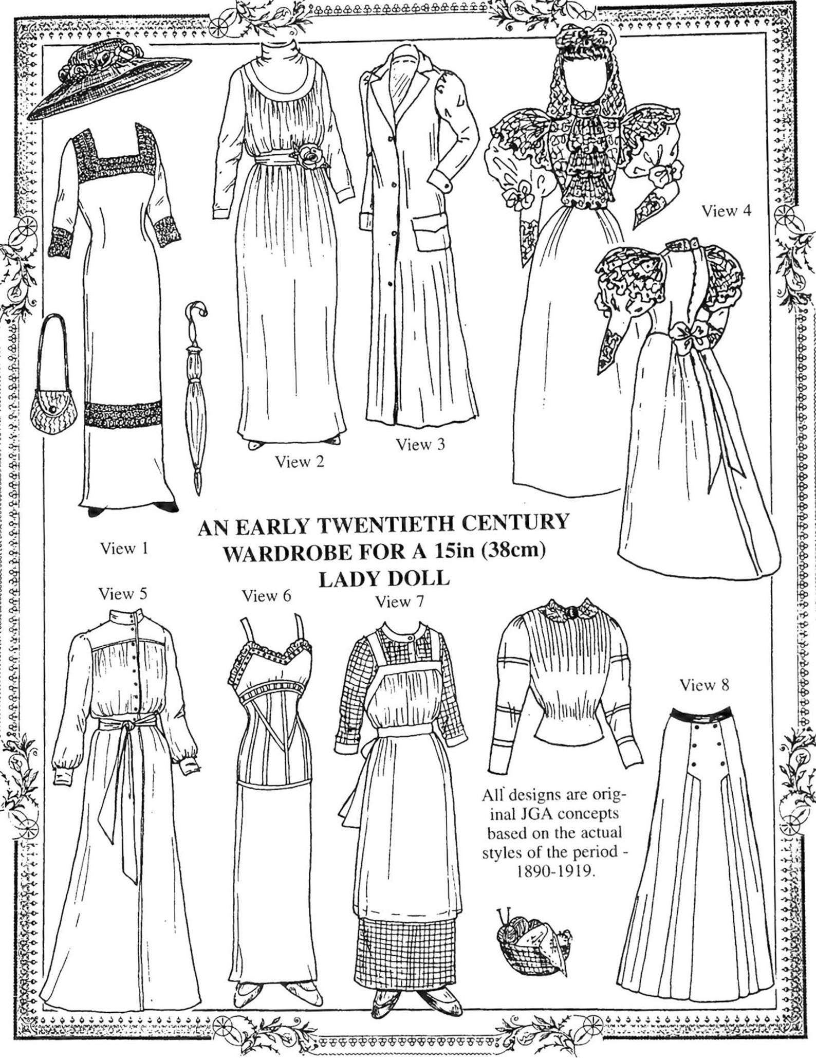 19+ Clothing Pattern Paper 1890-1919 Lady Doll Clothes Patterns – 12 Ensembles (1890-1919
