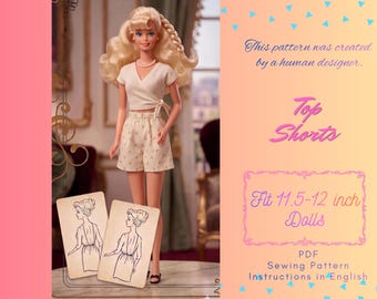 11.5" Fashion Doll Sewing Pattern –Wrap Top and Shorts Set (Digital Download)