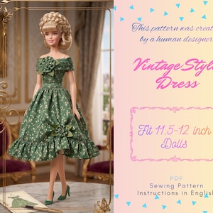 11.5-inch Fashion Doll Sewing Pattern – Vintage Garden Tea Dress (Digital Download)
