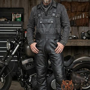 Skintan Mens CE gepantserde lederen motorfiets salopettes