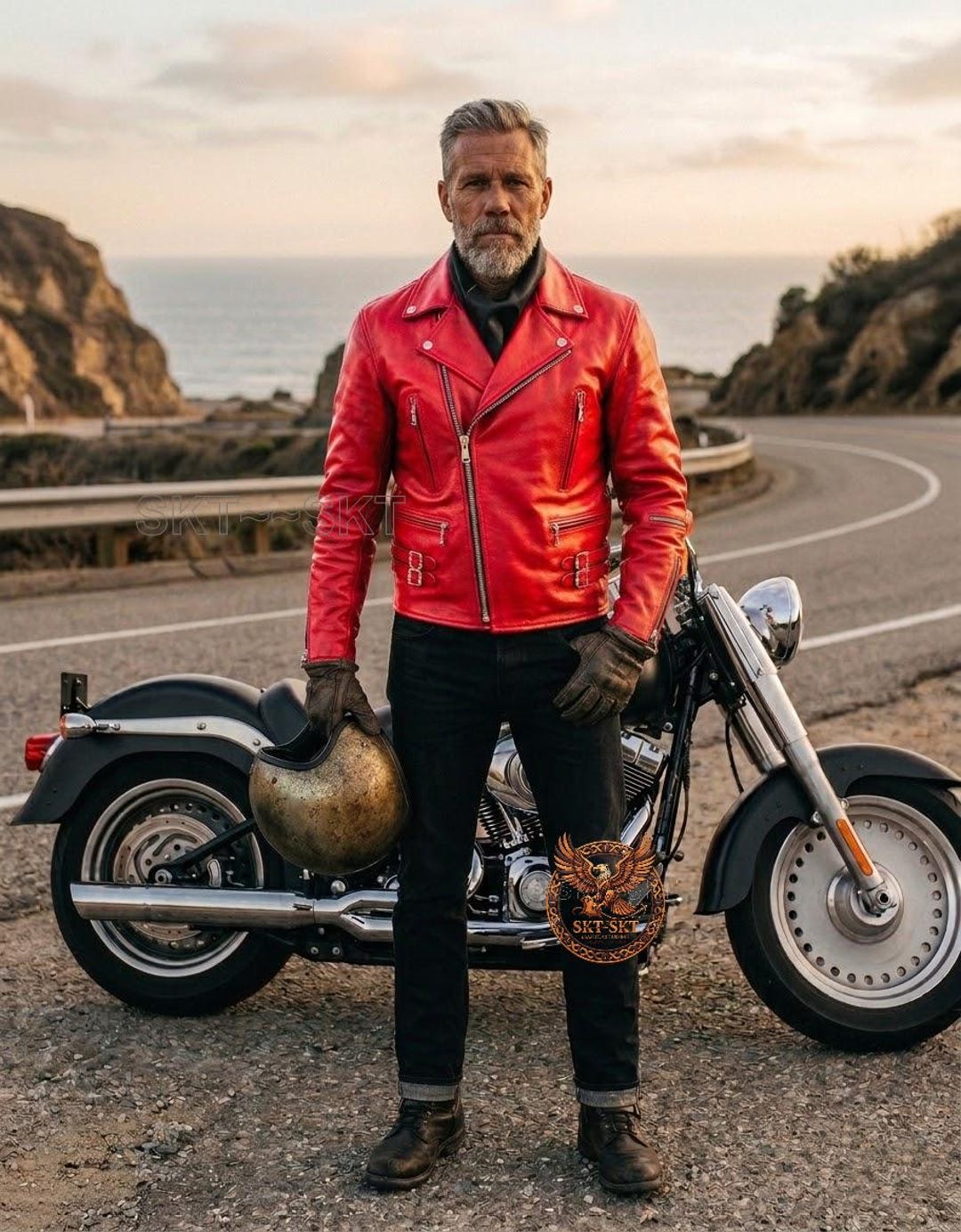 Genuine Red Leather Biker Jacket: Motorcycle Rider Style, Asymmetrical ...