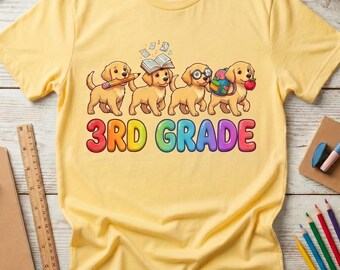 3rd Grade Shirt, Cute Puppy Back To School Tee, Third Grade Squad Design, Kids School Shirt, Teacher Gift, First Day Of School Apparel