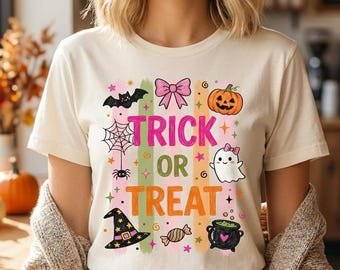 Striped Brushstroke Halloween Png, Girly Trick or Treat Sublimation Design, Trendy Ghost Shirt Design, Pumpkin Png