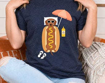 Funny Hot Dog PNG: Dachshund Sunbathing Summer Vacation png Cute Wiener Dog Graphic (Digital Download)