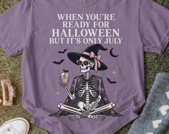 Halloween In July PNG, Skeleton Witch Sublimation Design, Spooky Summer Shirt, Digital Download