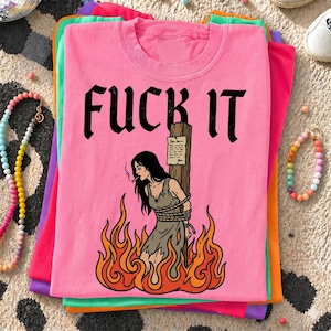 Fuck It Witch Smoking PNG: Funny Sarcastic Graphic, Retro Burning Witch Tee, Dark Adult Humor Apparel (Digital Download)